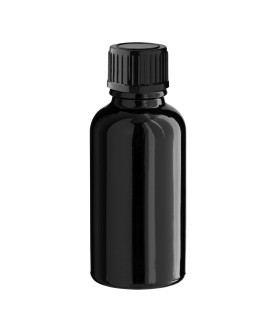Schwarze Glasflasche 30 ml mit schwarzem Schraubverschluss