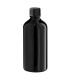 Glasflasche 100 ml schwarz mit schwarzem Schraubverschluss
