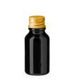 Glasflasche 15 ml schwarz mit goldenem Aluminium-Schraubverschluss