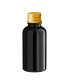 Glasflasche 30 ml schwarz mit goldenem Aluminium-Schraubverschluss