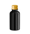 Glasflasche 30 ml schwarz mit goldenem Aluminium-Schraubverschluss