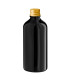 Glasflasche 100 ml schwarz mit goldenem Aluminium-Schraubverschluss