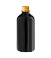 Glasflasche 100 ml schwarz mit goldenem Aluminium-Schraubverschluss