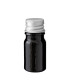 Glasflasche 5 ml schwarz mit silbernem Aluminium-Schraubverschluss