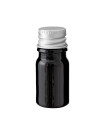 Glasflasche 5 ml schwarz mit silbernem Aluminium-Schraubverschluss