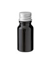 Glasflasche 10 ml schwarz mit silbernem Aluminium-Schraubverschluss