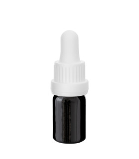 Schwarze Glasflasche 5 ml mit weißer Pipette
