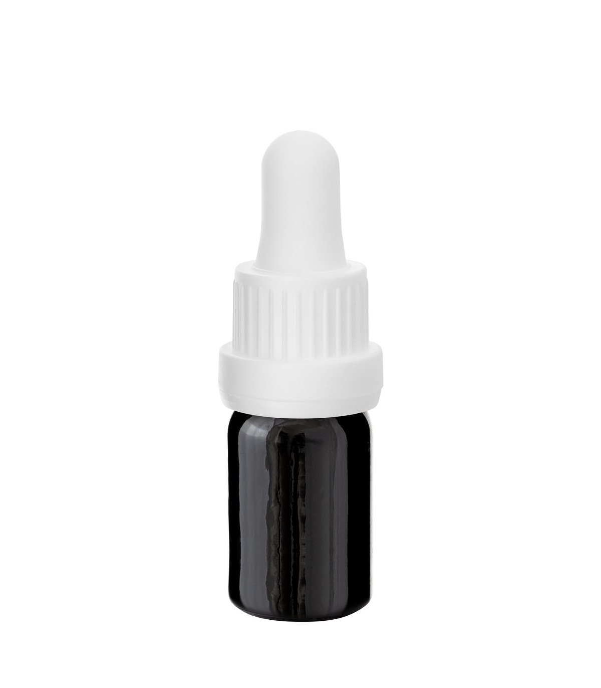 Glasflasche 5 ml schwarz mit weißer Pipette