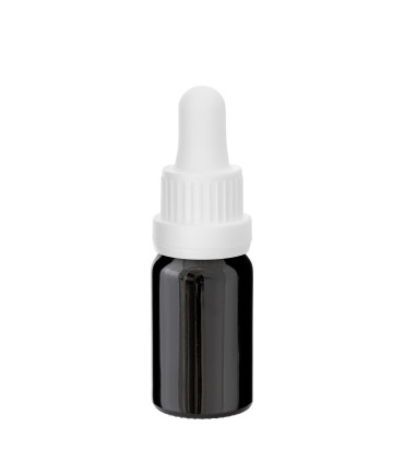 Glasflasche 10 ml schwarz mit weißer Pipette