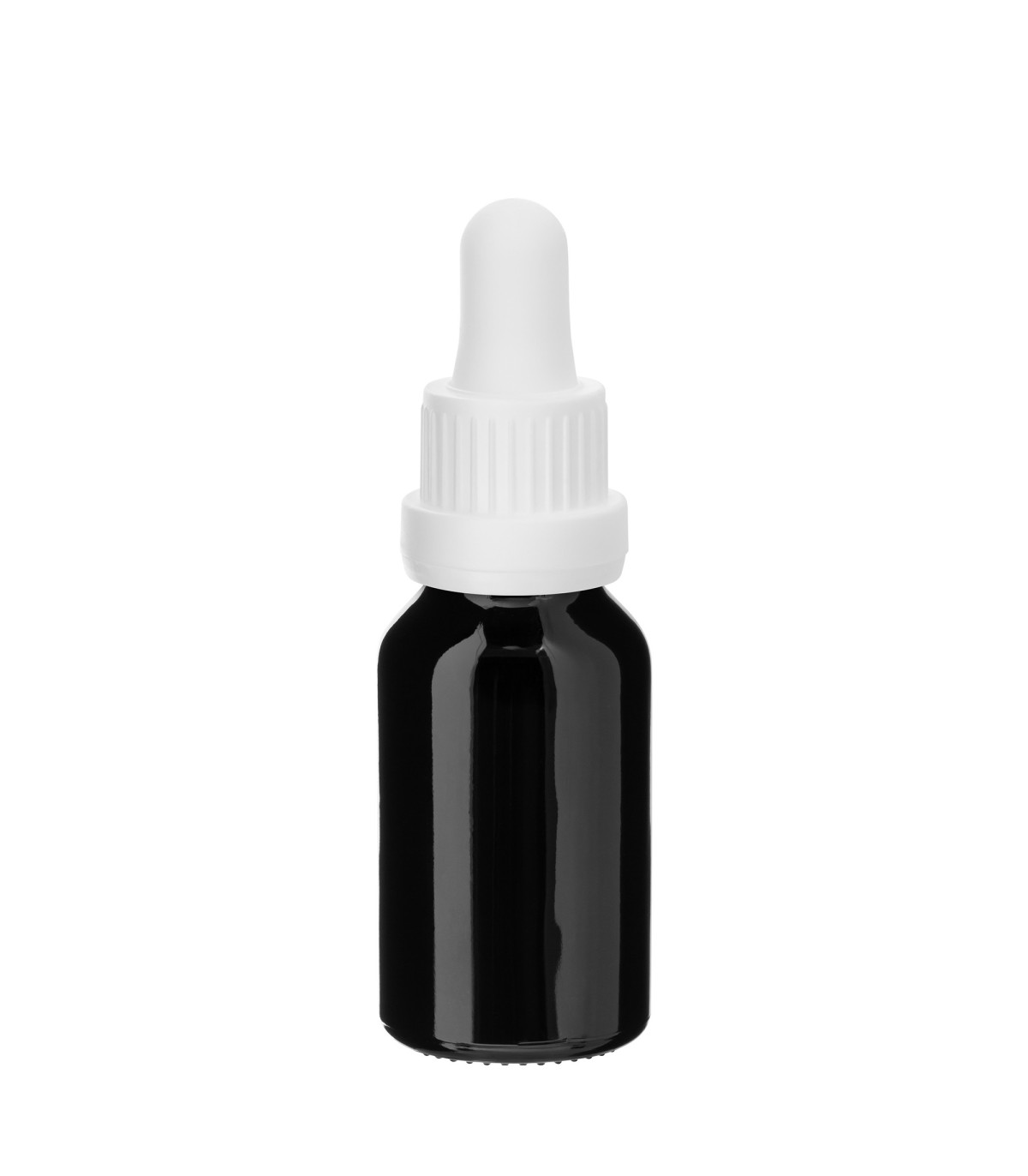Glasflasche 15 ml schwarz mit weißer Pipette