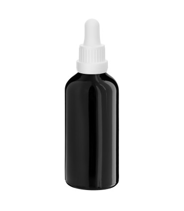Glasflasche 100 ml schwarz mit weißer Pipette
