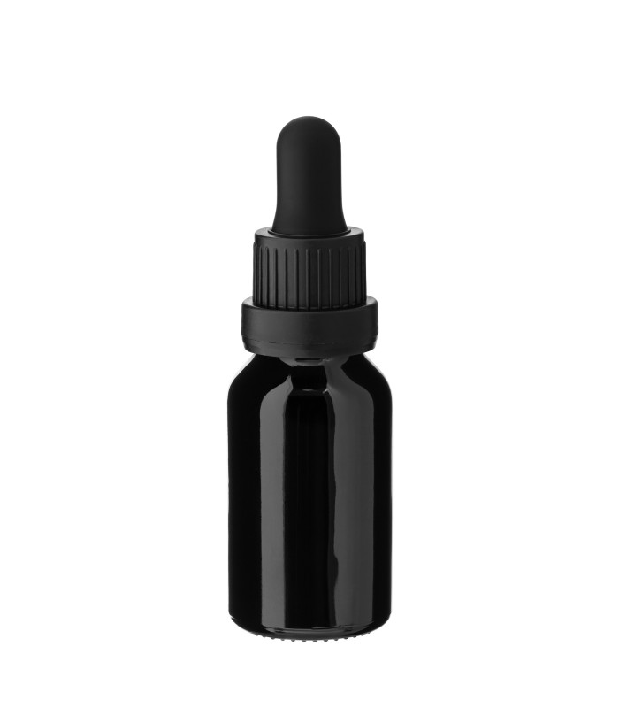 Glasflasche 15 ml schwarz mit schwarzer Pipette