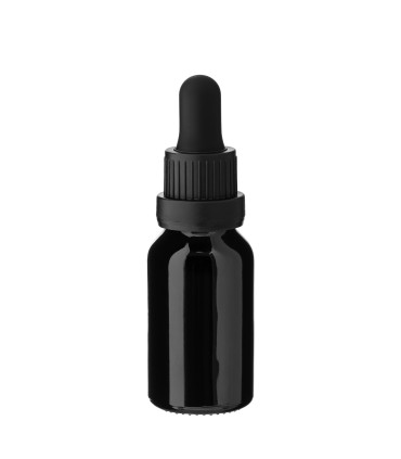 Glasflasche 15 ml schwarz mit schwarzer Pipette