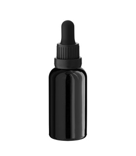 Schwarze Glasflasche 30 ml mit schwarzer Pipette