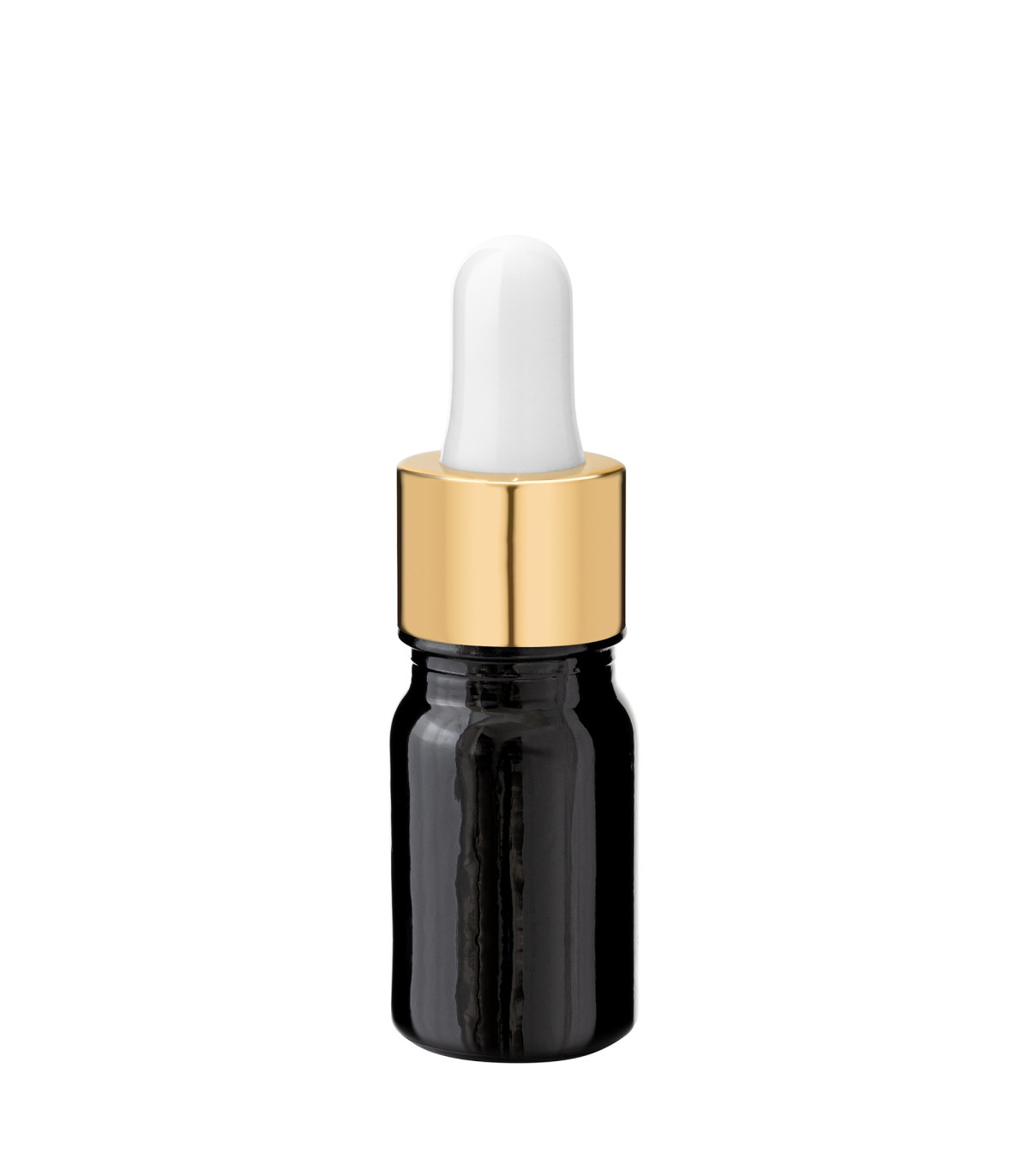 Glasflasche 5 ml schwarz mit goldener Pipette