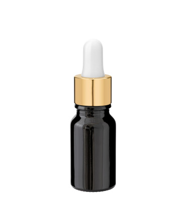 Glasflasche 10 ml schwarz mit goldener Pipette