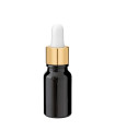 Glasflasche 10 ml schwarz mit goldener Pipette