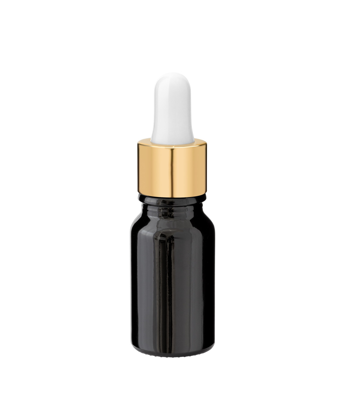 Glasflasche 10 ml schwarz mit goldener Pipette