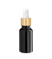 Glasflasche 20 ml schwarz mit goldener Pipette