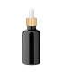 Glasflasche 50 ml schwarz mit goldener Pipette