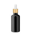 Glasflasche 50 ml schwarz mit goldener Pipette