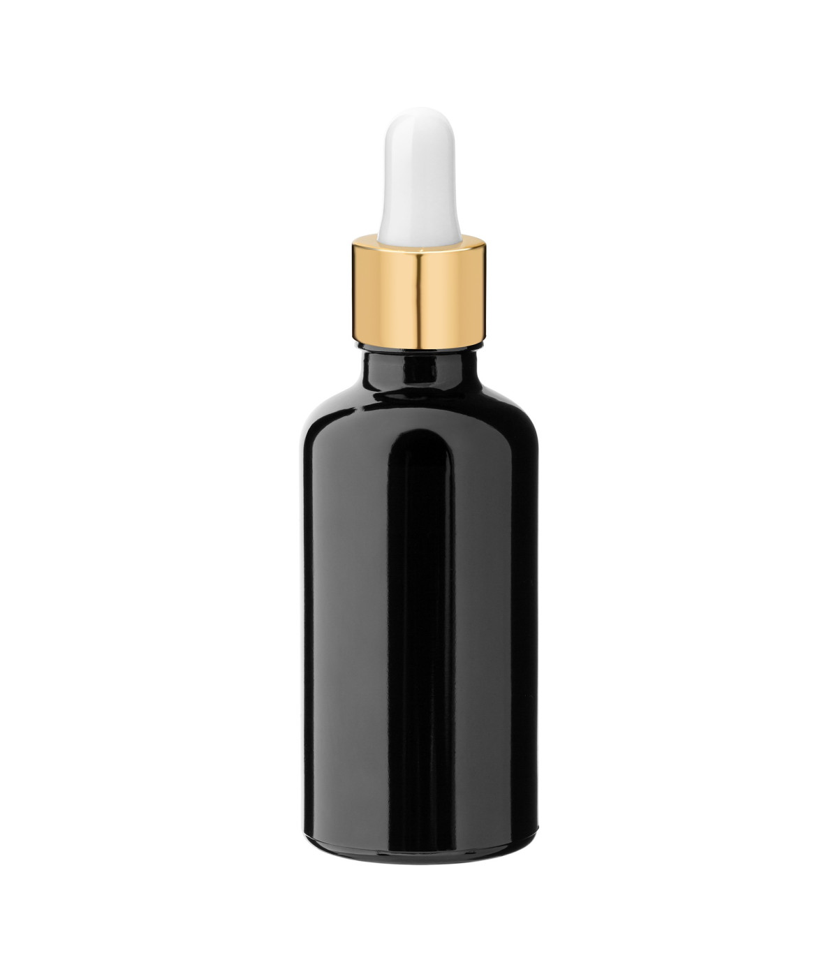 Glasflasche 50 ml schwarz mit goldener Pipette