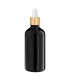 Glasflasche 100 ml schwarz mit goldener Pipette
