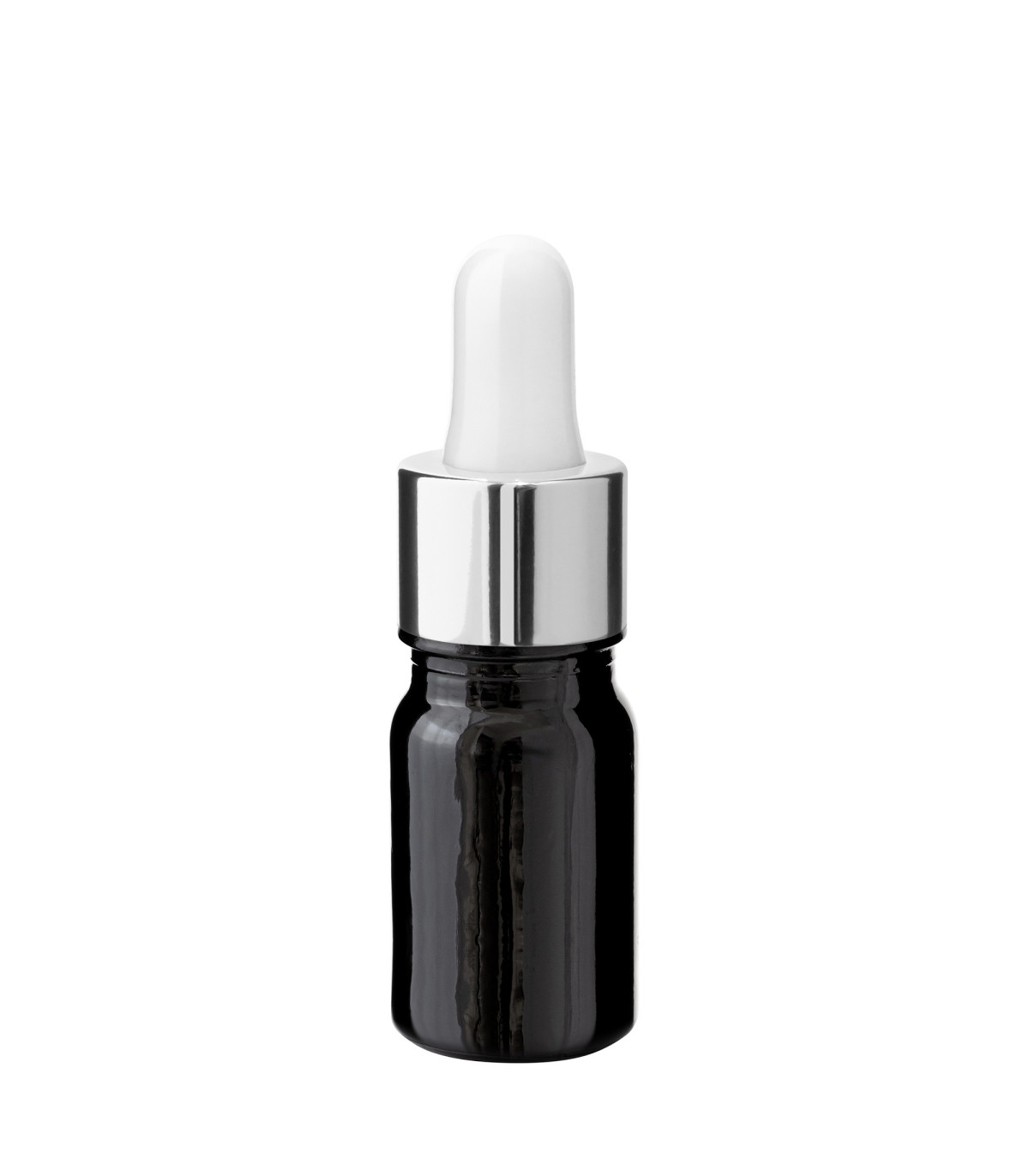 Glasflasche 5 ml schwarz mit silberner Pipette