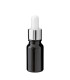 Glasflasche 10 ml schwarz mit silberner Pipette