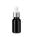 Glasflasche 15 ml schwarz mit silberner Pipette