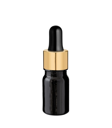 Glasflasche 5 ml schwarz mit goldener Pipette [2]