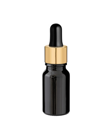 Glasflasche 10 ml schwarz mit goldener Pipette [2]