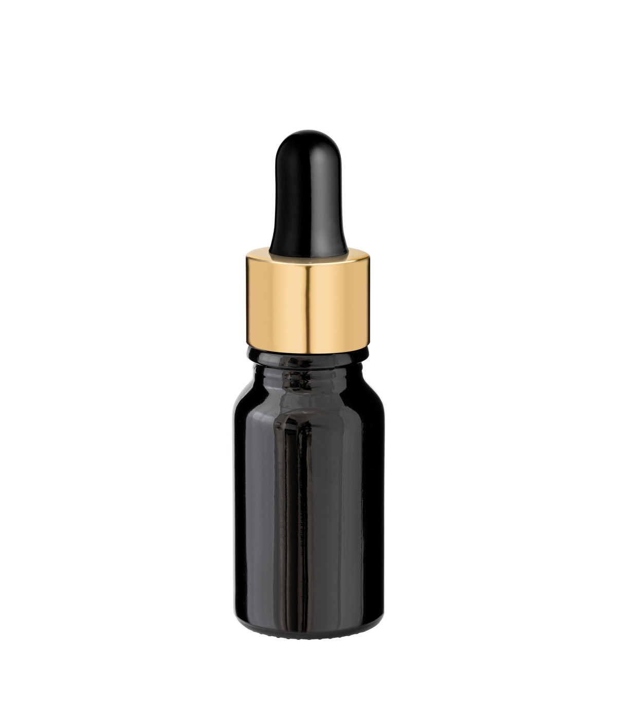 Glasflasche 10 ml schwarz mit goldener Pipette [2]