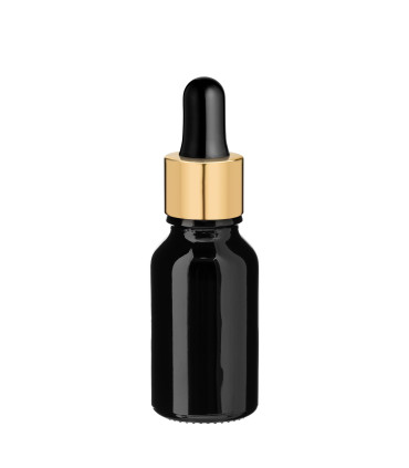 Glasflasche 15 ml schwarz mit goldener Pipette [2]