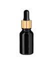 Glasflasche 15 ml schwarz mit goldener Pipette [2]