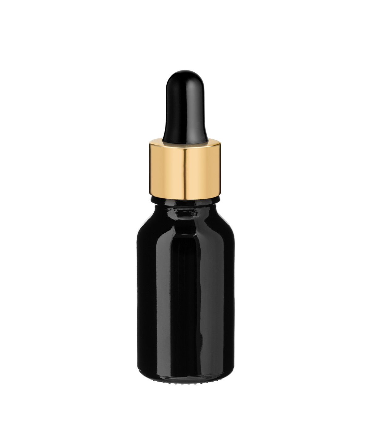 Glasflasche 15 ml schwarz mit goldener Pipette [2]