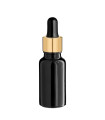 Glasflasche 20 ml schwarz mit goldener Pipette [2]