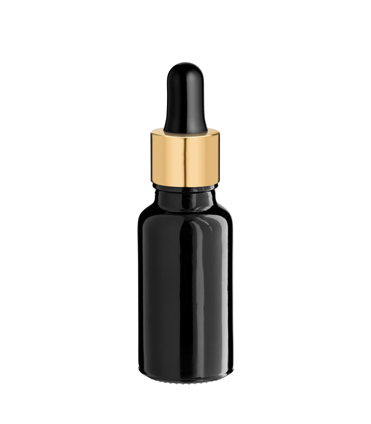 Glasflasche 20 ml schwarz mit goldener Pipette [2]