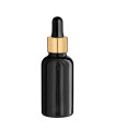 Glasflasche 30 ml schwarz mit goldener Pipette [2]