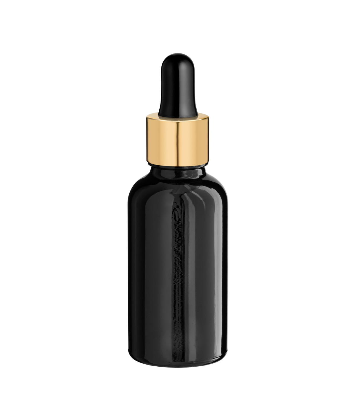 Glasflasche 30 ml schwarz mit goldener Pipette [2]
