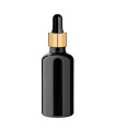 Glasflasche 50 ml schwarz mit goldener Pipette [2]