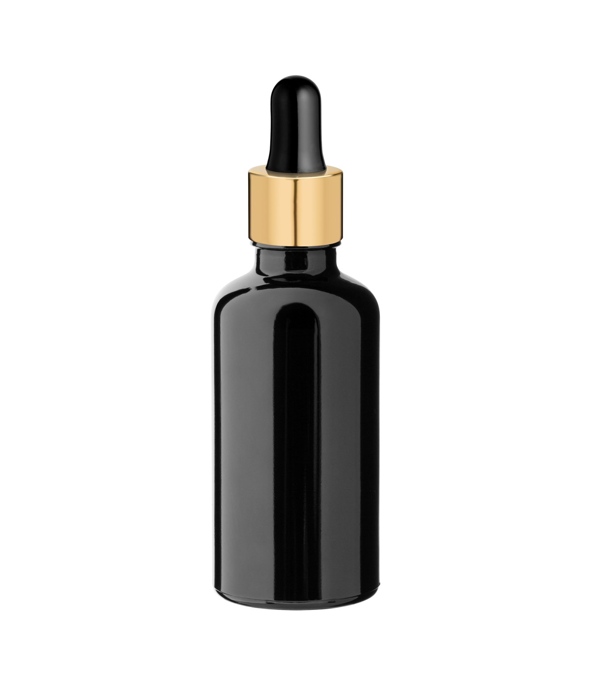 Glasflasche 50 ml schwarz mit goldener Pipette [2]