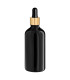 Glasflasche 100 ml schwarz mit goldener Pipette [2]