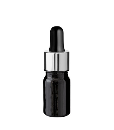 Glasflasche 5 ml schwarz mit silberner Pipette [2]