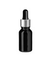 Glasflasche 15 ml schwarz mit silberner Pipette [2]