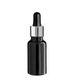 Glasflasche 20 ml schwarz mit silberner Pipette [2]