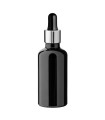 Glasflasche 50 ml schwarz mit silberner Pipette [2]