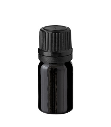 Glasflasche 5 ml schwarz mit schwarzem Tropfer