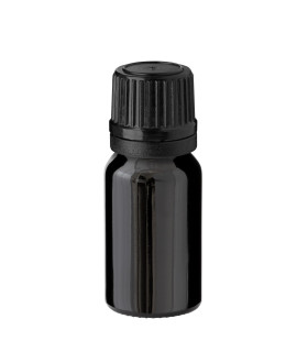 Schwarze Glasflasche 10 ml mit schwarzem Tropfer