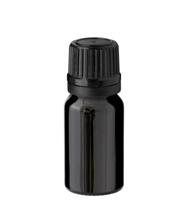 Glasflasche 10 ml schwarz mit schwarzem Tropfer